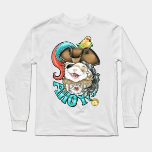 Ferret Pirate Ahoy - Cinnamon Coat Long Sleeve T-Shirt